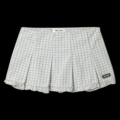 Miu Check Gonna 'Bianco/Salvia'