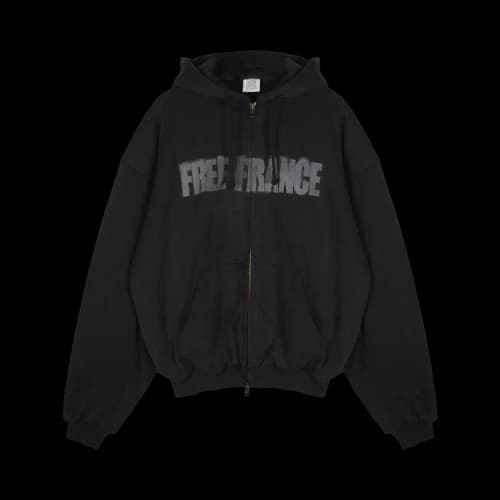 Vetements Puffed Zip-Up Free France Sweatshirt 'Washed Black'