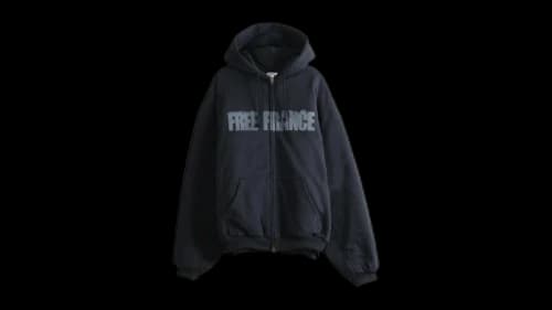 Vetements Puffed Zip-Up Free France Sweats Hoodie Washed Black