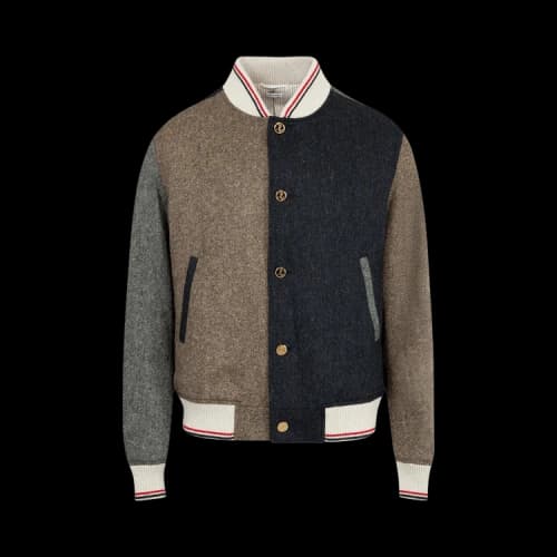 Thom Browne Button Up Blouson in Funmix Solid Donegal Tweed 'Seasonal Multicolor'