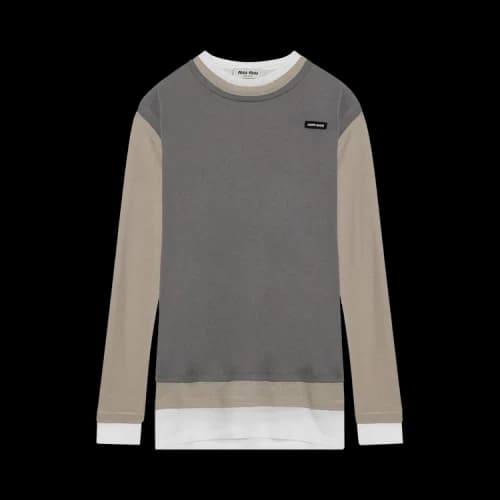 Miu Multi Layer Jersey Top 'White/Pumice/Lead Grey'