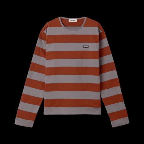 Miu Jersey Righe T-Shirt 'Ferro/Tabacco'