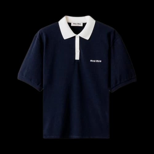 Miu Logo Embroidered Polo Shirt 'Blue'