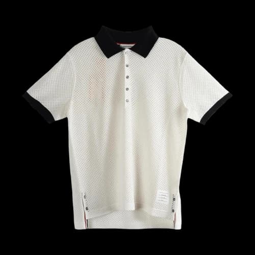 Thom Browne Rib Cuff Contrast Trim Polo 'White'