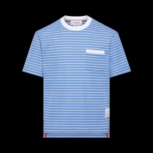 Thom Browne Short-Sleeve Pocket Tee in Summer Weight Milano 'Blue/White'