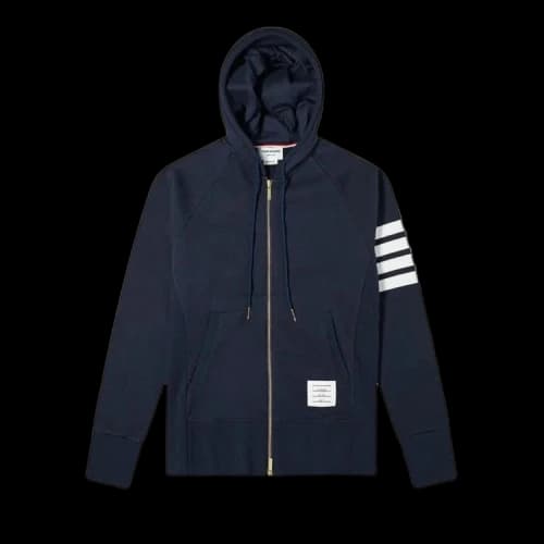 Thom Browne 4 Bar Zip Up Hoodie 'Navy'