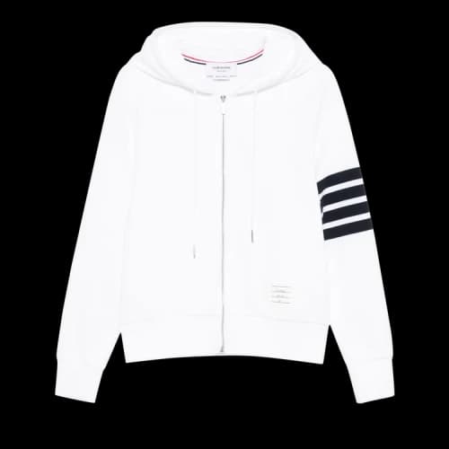 Thom Browne Classic Loopback with Engineered 4 Bar Zip Up Hoodie 'White/Navy'