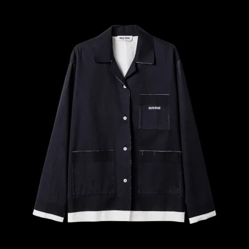 Miu Camicie Maglia Popeline Shirt 'Blue/White'