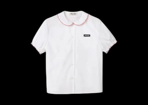 Miu Embroidered Poplin Shirt White/Burgundy