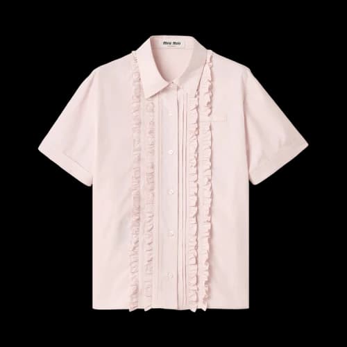 Miu Ruffle Poplin Shirt 'Alabaster Pink'