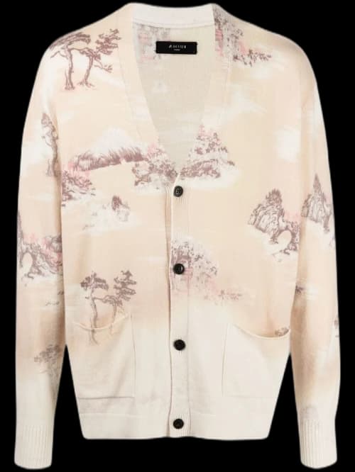 AMIRI Aloha Bleached Cashmere Cardigan Sweater Canary Yellow