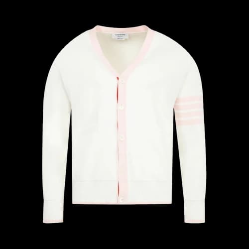 Thom Browne Milano Stitch V Neck Cardigan 'White'
