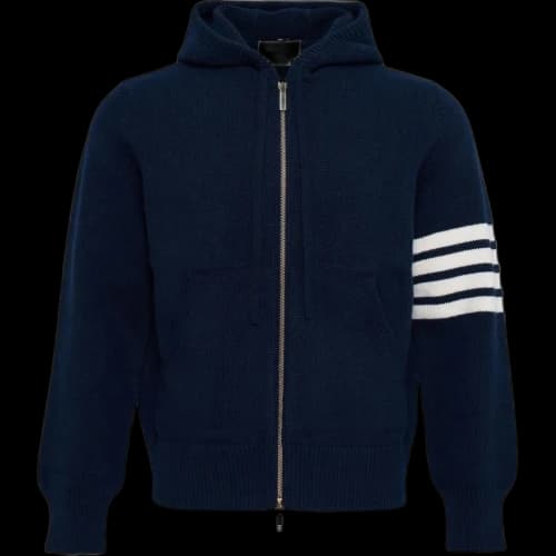 Thom Browne Hector Icon Wool Zip Up Hoodie 'Navy'
