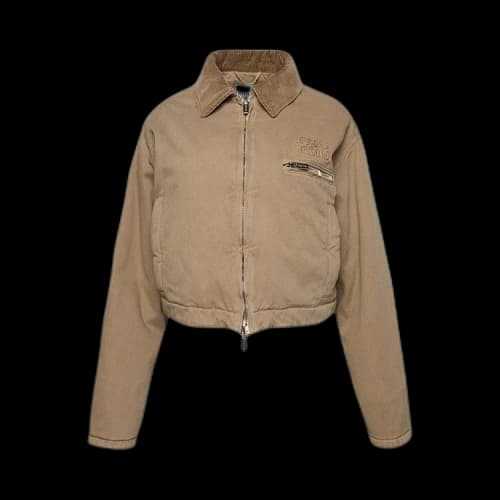 Miu Garment Dyed Gabardine Blouson Jacket 'Blue'