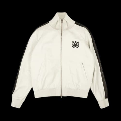 Amiri Optical Leather MA Zip Up Track Jacket 'White'