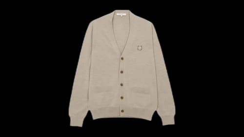 Maison Kitsune Bold Fox Head Cardigan Beige