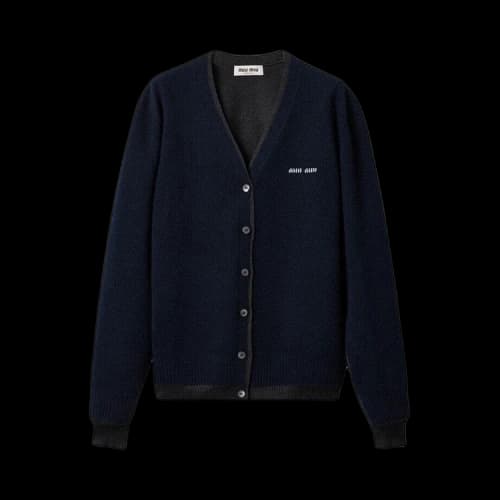 Miu Silk Cashmere Cardigan 'Blue/Antracite'