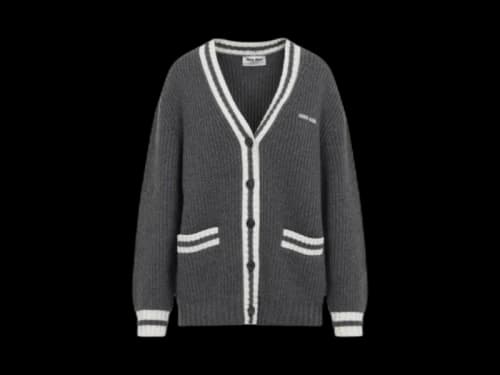 Miu Silk Cashmere Cardigan Slate Grey
