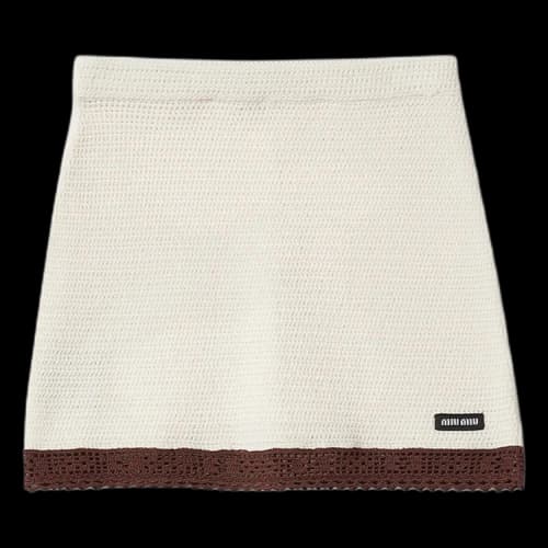 Miu Crochet Mini Skirt 'Avorio/Cacao'