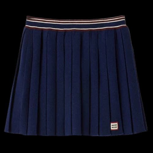 Miu Wool Cashmere Skirt 'Navy'