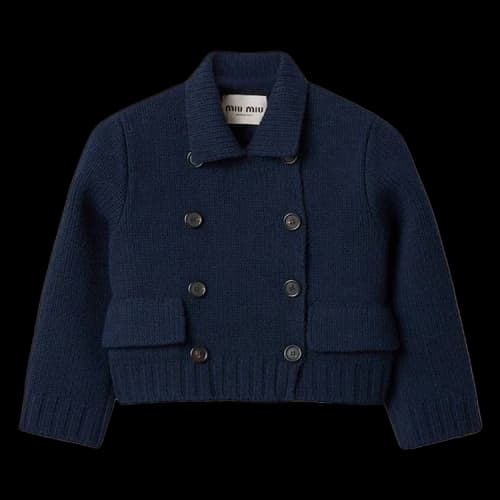 Miu Cropped Wool Jacket 'Navy'