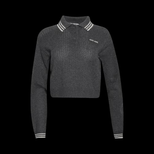 Miu Polo Wool Cashmere Sweater 'Slate Grey'