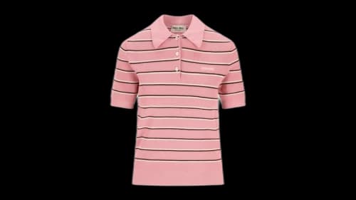 Miu Women's Striped Polo Shirt Rosa Red