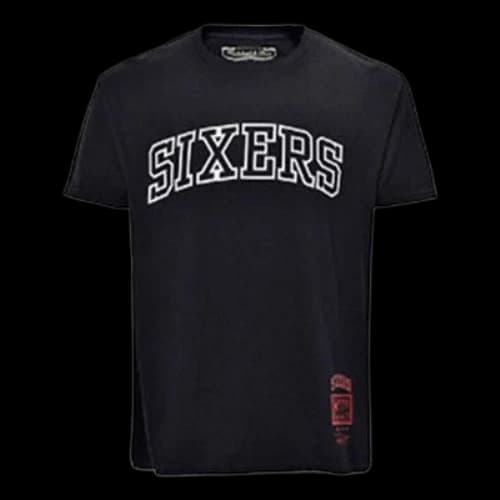 Mitchell & Ness NBA Series Philadelphia 76ers Printing Short Sleeve Couple Style Black