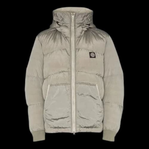 STONE ISLAND Classic Metallic Nylon With Down Feather Logo Jacket Unisex Metallic