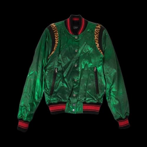 Amiri Silk Metallic Varsity Jacket 'Green'