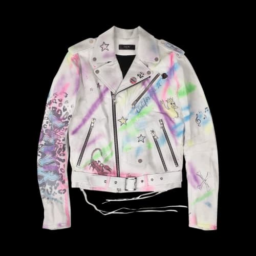 Amiri Graffiti Biker Jacket 'White'