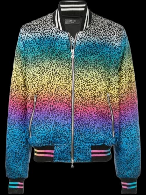 AMIRI Leopard Rainbow Bomber Jacket Multicolor
