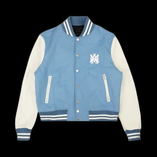 Amiri Wool Letterman Bomber Jacket 'Caroline Blue'