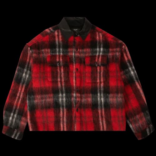 Amiri Plaid Mohair And Wool Oversized Work Shirt 'Black/Red'