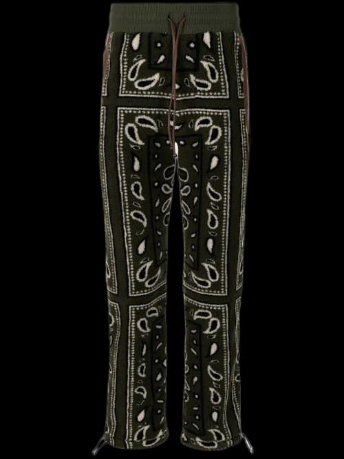 AMIRI Bandana Print Fleece Sweatpants Military Green