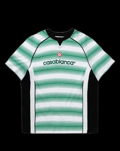 Casablanca Logo Stripe Paneled T-Shirt Green