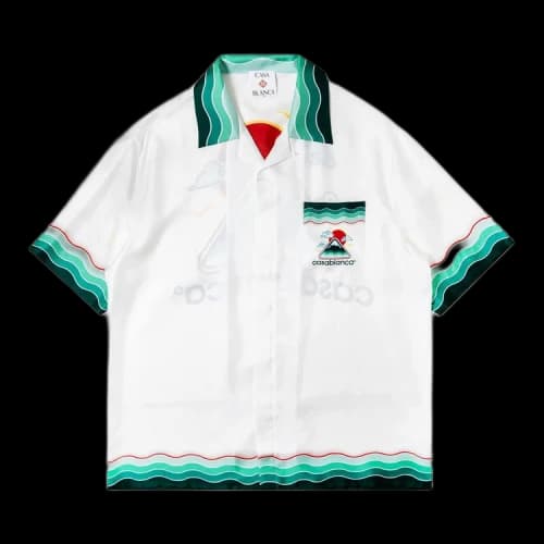 Casablanca Cuban Collar Short-Sleeve Shirt 'Montage Ondulee'