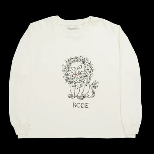 Bode Embellished Lion Crewneck 'White'