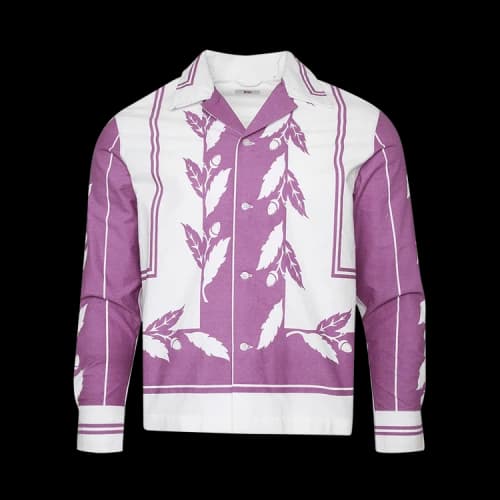 Bode Inverse Acorn Long-Sleeve Shirt 'Purple White'