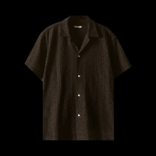 Bode Tile Lace Short-Sleeve Shirt 'Black'