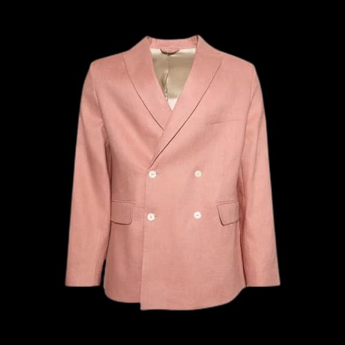 Bode Lightweight Linen Double-Breasted Suit Jacket 'Pink'