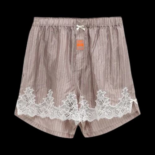 Martine Rose Striped Boxers With Lace 'Pink/Grey Stripe'