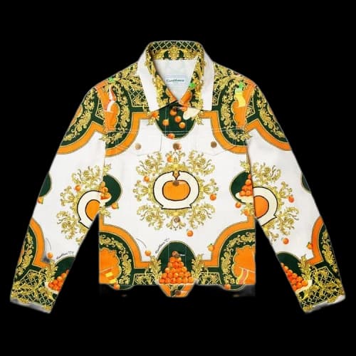 Casablanca Printed Denim Jacket 'Orange Ivory'