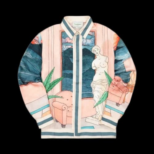 Casablanca Printed Long-Sleeve Silk Shirt 'Rivage'