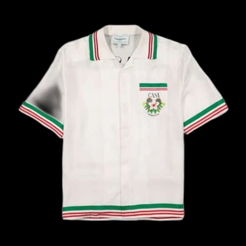 Casablanca Printed Silk Shirt With Knit Collar 'Casa Tennis Club'