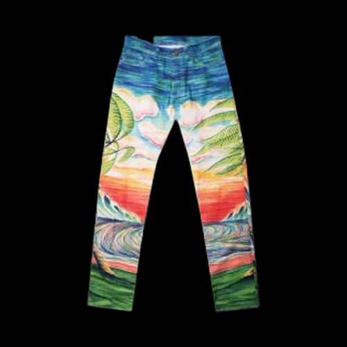 Casablanca Printed Denim Jeans 'Huakai'
