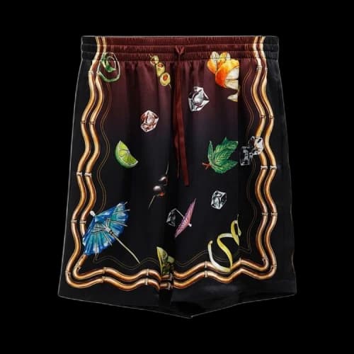 Casablanca Silk Shorts With Drawstrings 'Casa Club Sunset'