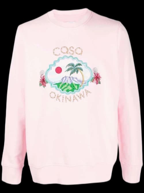 Casablanca Casa Okinawa Embroidered Crewneck Sweatshirt Pink
