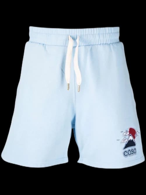 Casablanca Logo Embroidered Shorts Light Blue