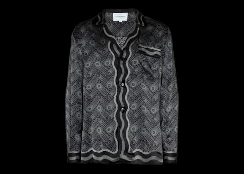 Casablanca Ping Pong Monogram Silk Shirt Black/Grey